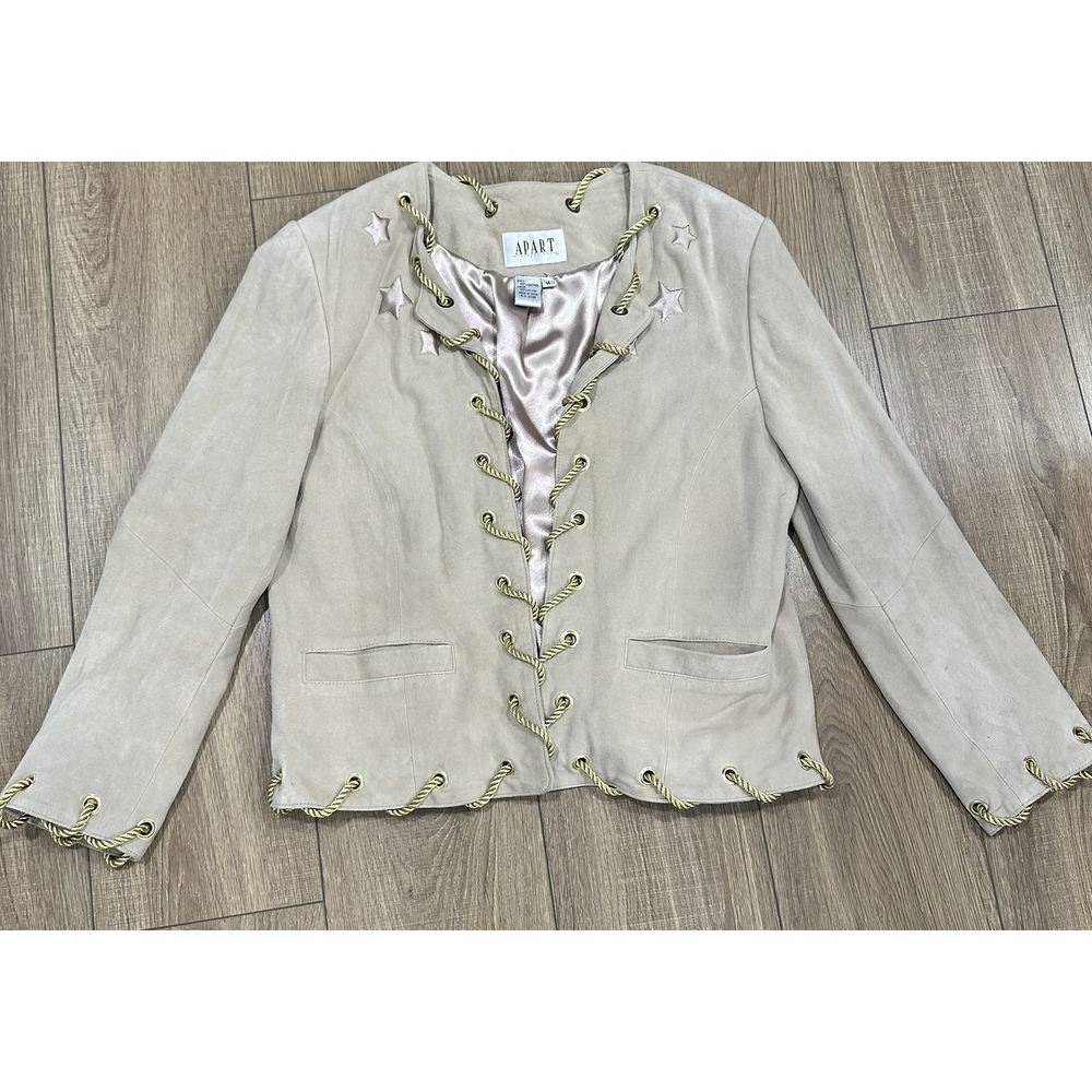Vintage Apart‎ Tan Suede Star Rope Detail Jacket Missy Size 14